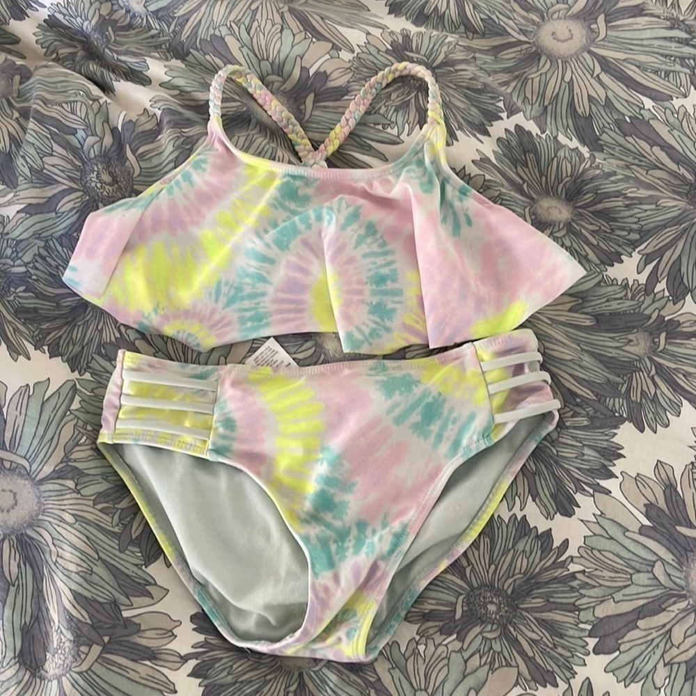 GIRLS Green Tie-Dye Bikini